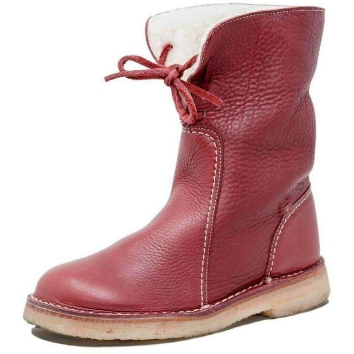 Waterproof Winter Boots with Non-Slip Sole and Versatile Collar – PU Leather, Wool Lined for Women 8
