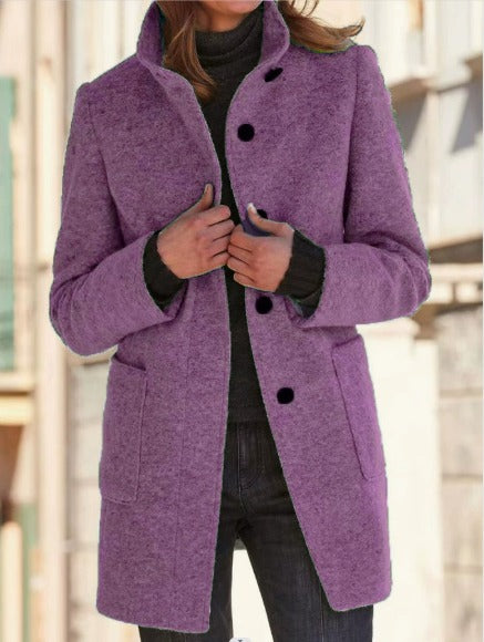 Women’s Single-Breasted Coat with Collar
