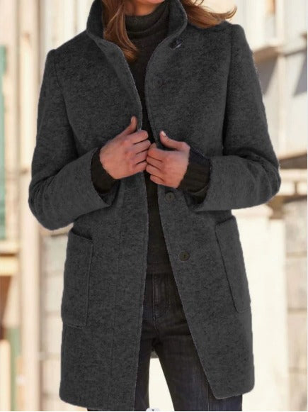 Women’s Single-Breasted Coat with Collar
