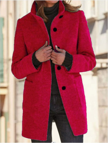 Women’s Single-Breasted Coat with Collar