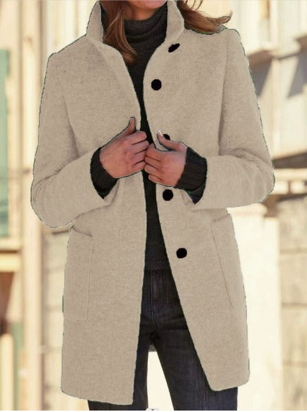 Women’s Single-Breasted Coat with Collar