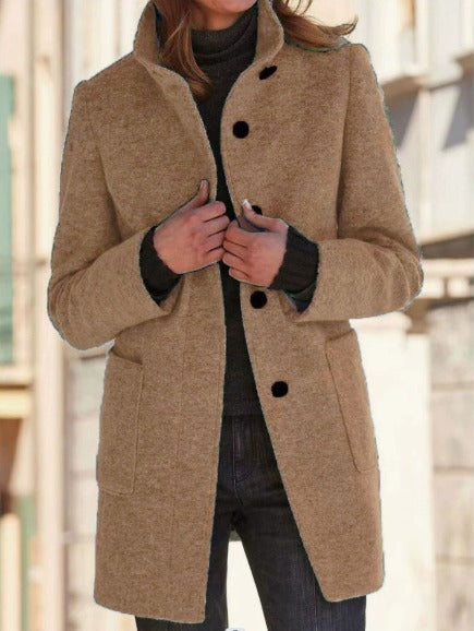 Women’s Single-Breasted Coat with Collar