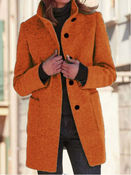 Women’s Single-Breasted Coat with Collar