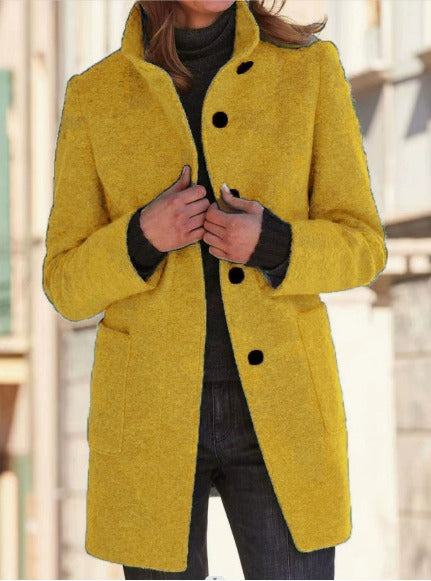Women’s Single-Breasted Coat with Collar