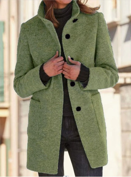 Women’s Single-Breasted Coat with Collar
