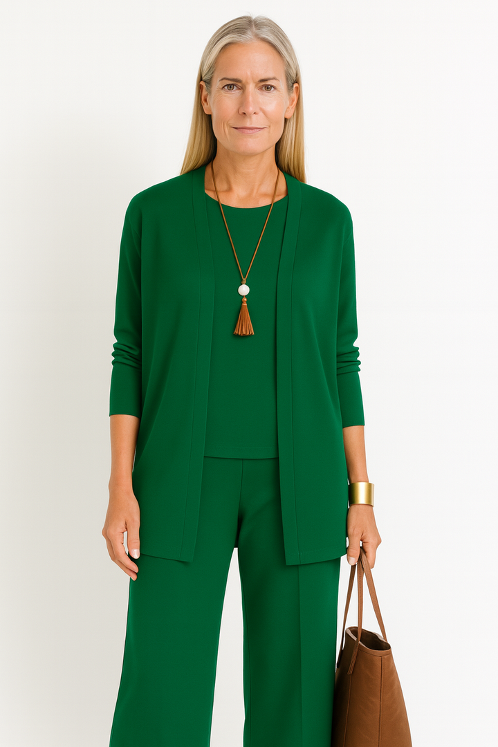 Women's 3-Piece Cardigan Set with Wide-Leg Trousers – Versatile Autumn Outfit in Multiple Colors 8
