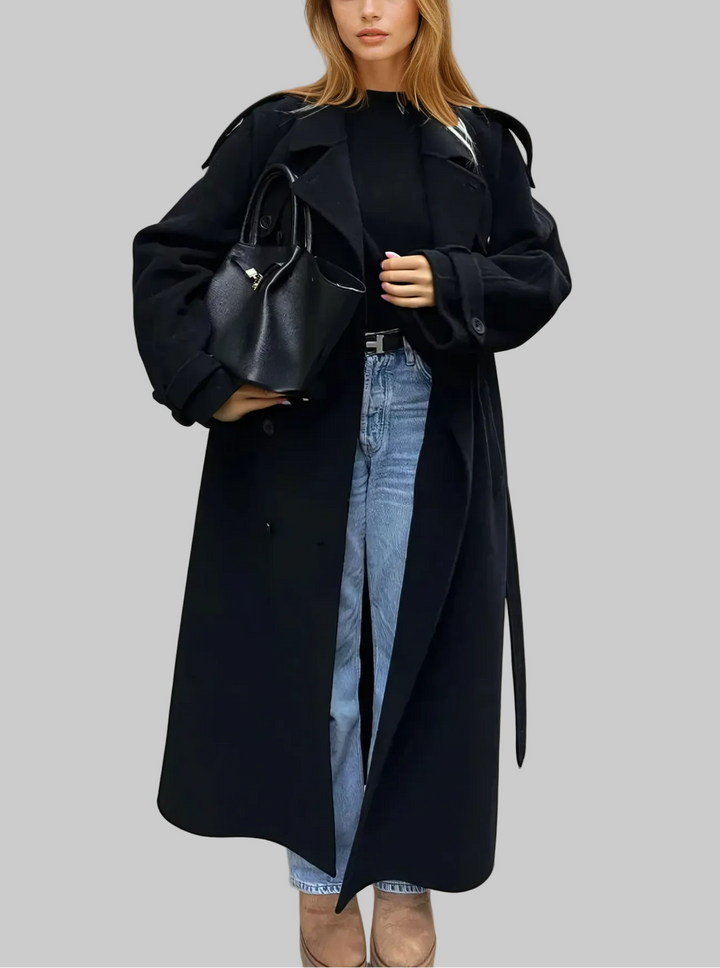 Women’s Belted Long Double-Breasted Coat