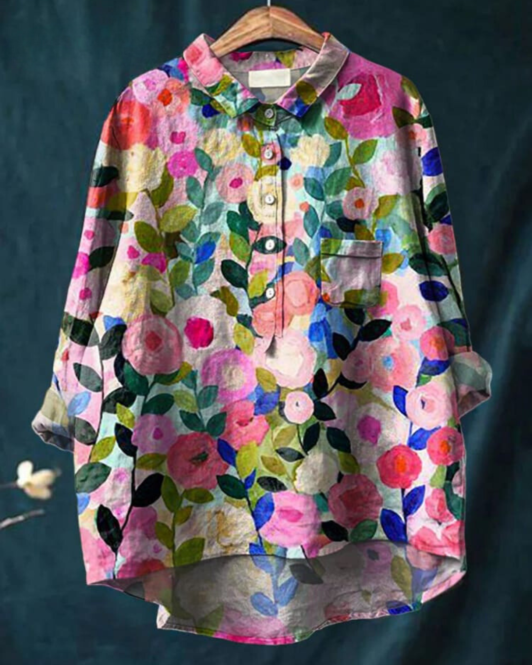 Women's Blouse with Floral Print and Chest Pocket – Comfortable Summer Top for Casual Wear 0