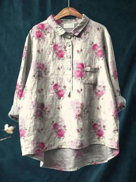 Women's Blouse with Floral Print and Chest Pocket – Comfortable Summer Top for Casual Wear 11