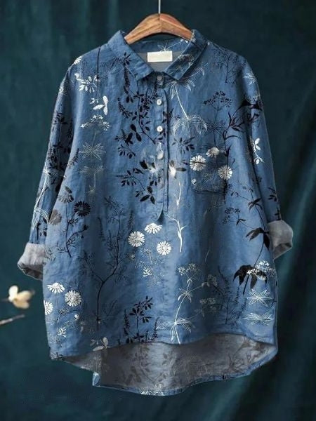 Women's Blouse with Floral Print and Chest Pocket – Comfortable Summer Top for Casual Wear 13
