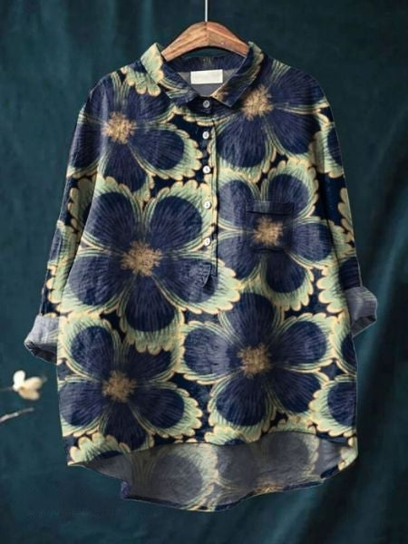 Women's Blouse with Floral Print and Chest Pocket – Comfortable Summer Top for Casual Wear 6