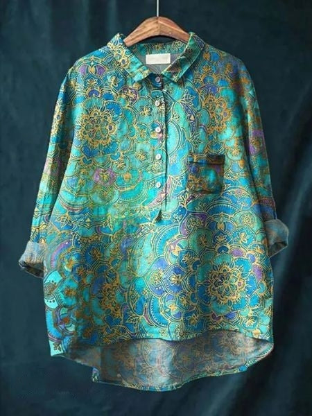 Women's Blouse with Floral Print and Chest Pocket – Comfortable Summer Top for Casual Wear 9