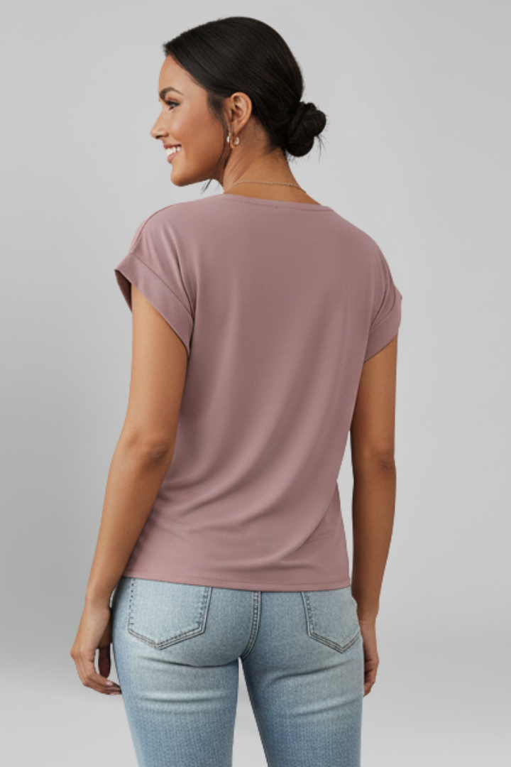 Women's Blouse with V-Neck and Short Sleeves – Casual White Summer Top for Women 2