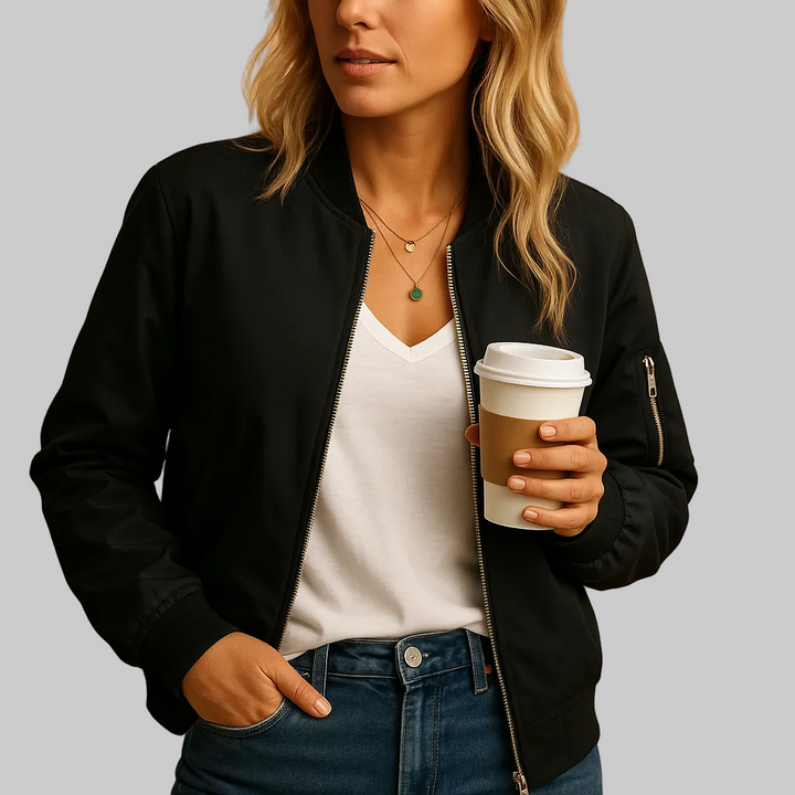 Women’s Bomber Jacket with Ribbed Cuffs
