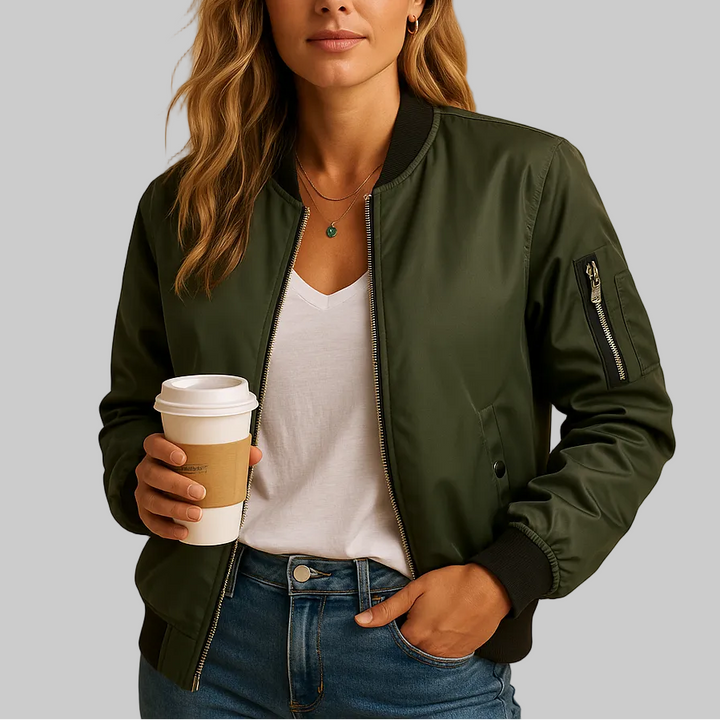 Women’s Bomber Jacket with Ribbed Cuffs