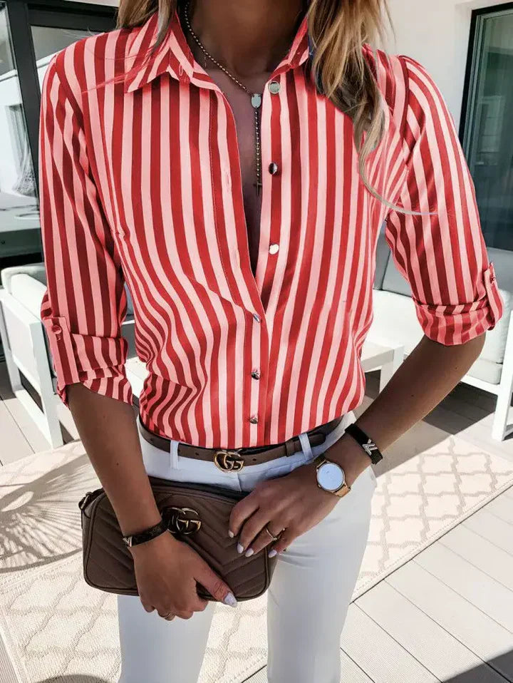Women's Breton Striped Blouse with Long Sleeves – Classic Fit 2