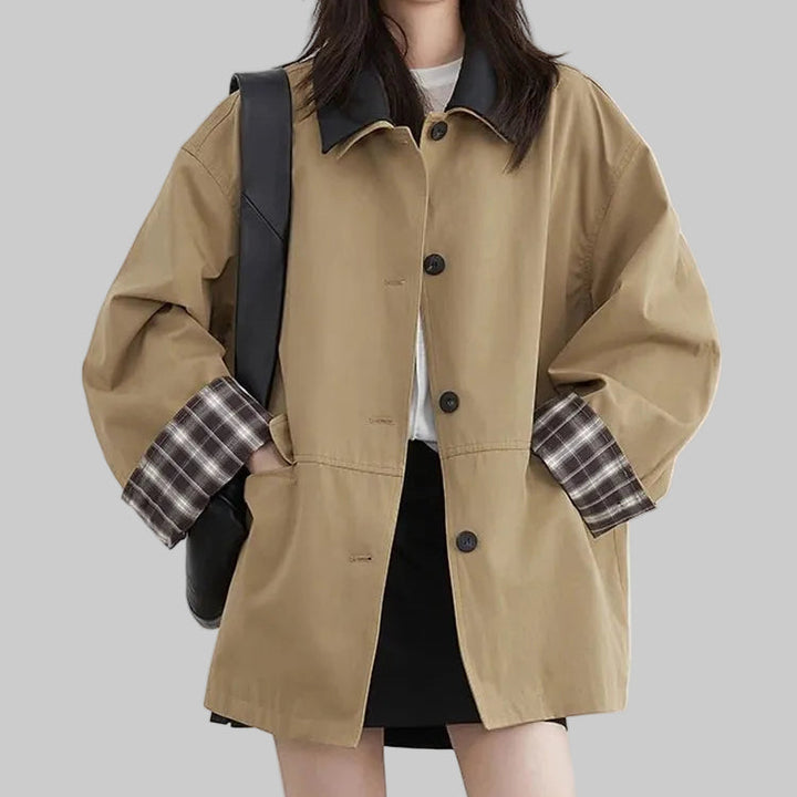 Women’s Button Jacket with Contrast Collar