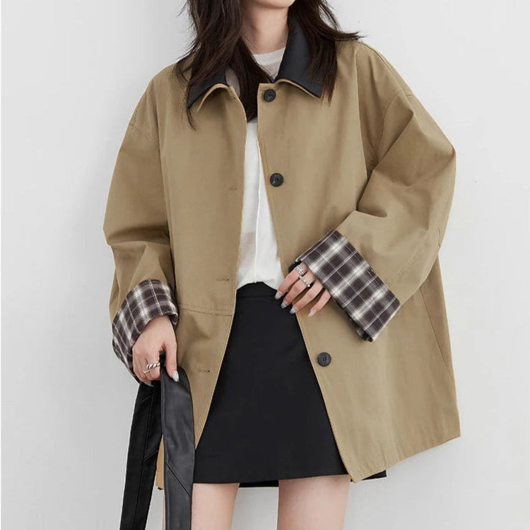 Women’s Button Jacket with Contrast Collar