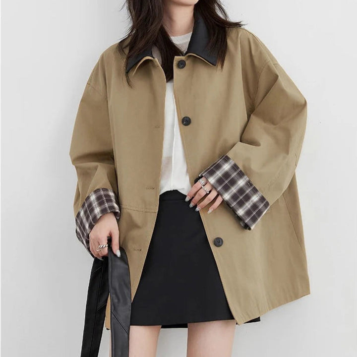 Women’s Button Jacket with Contrast Collar