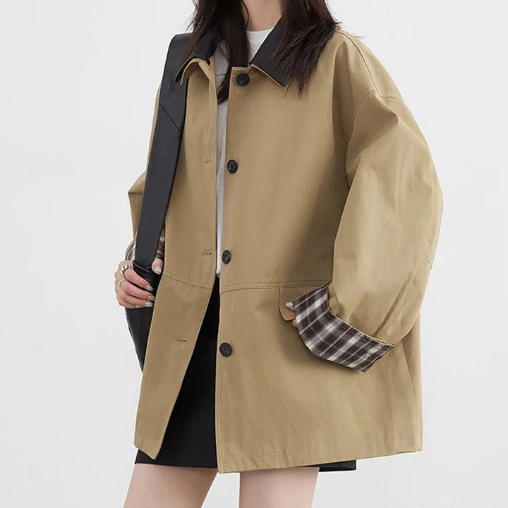Women’s Button Jacket with Contrast Collar