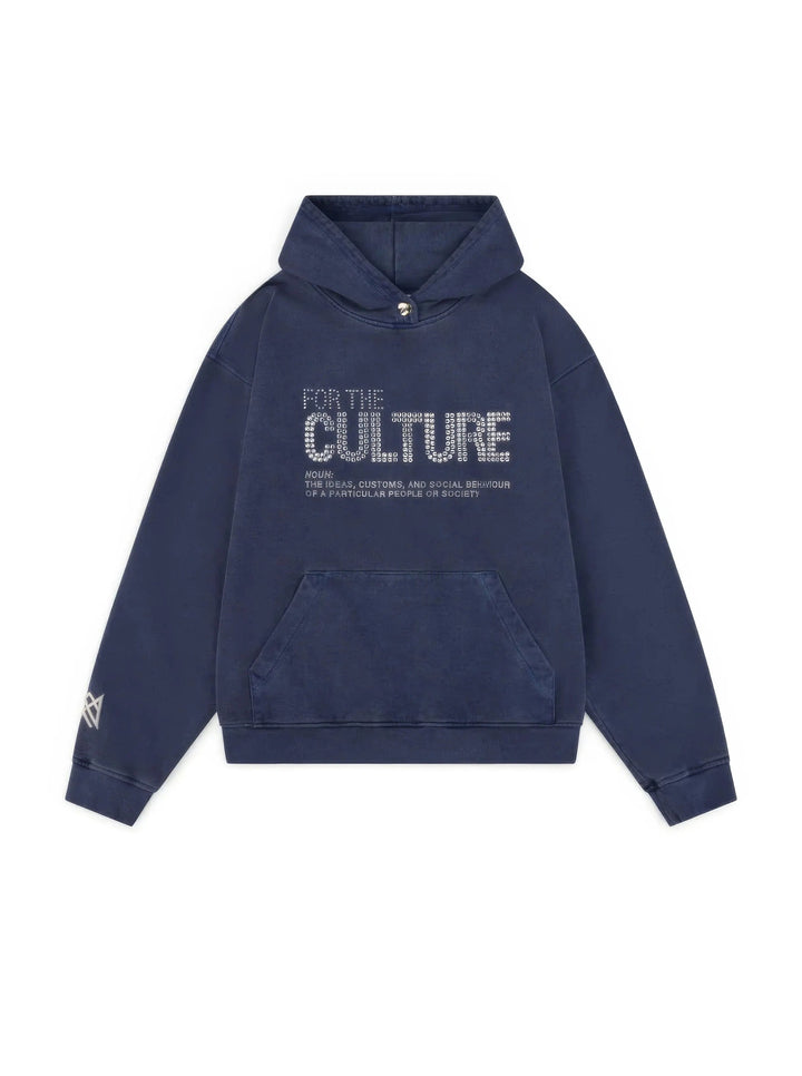 Women's Cotton Hoodie with Modern Culture Print – Dark Blue Casual Comfort 0