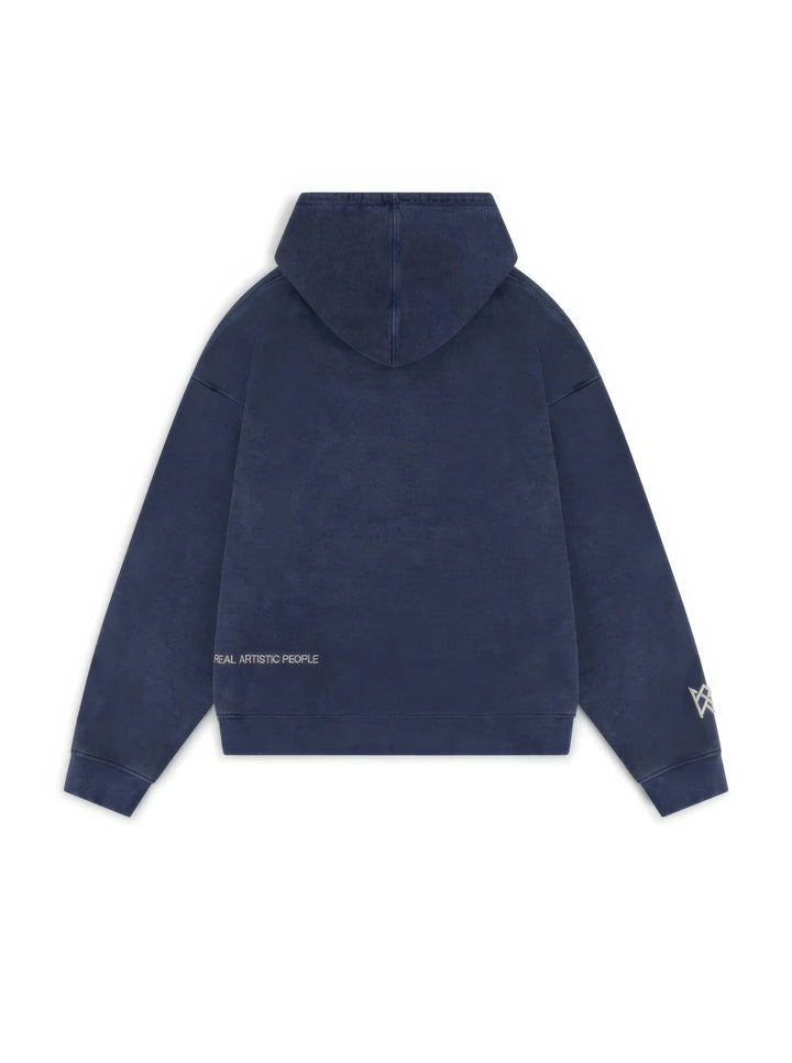 Women's Cotton Hoodie with Modern Culture Print – Dark Blue Casual Comfort 3