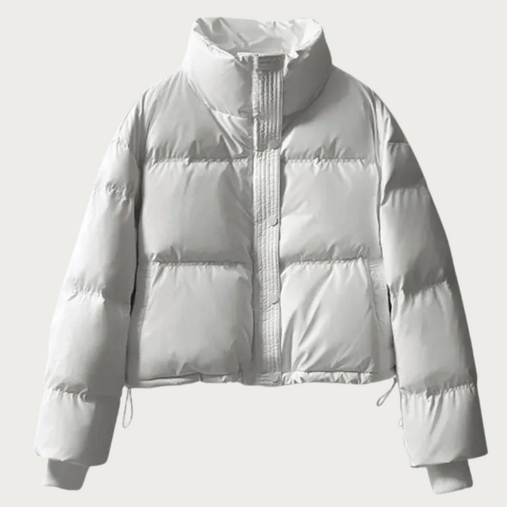 Women’s Cropped Puffer Jacket with Stand Collar