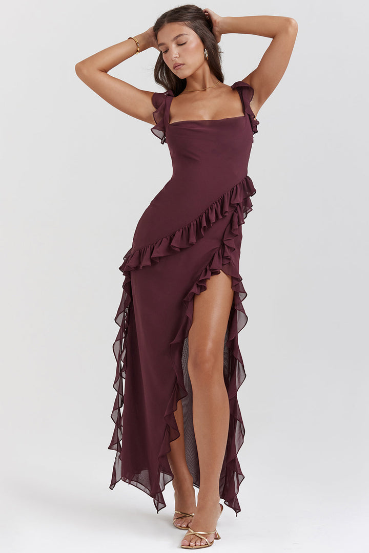 Women's Elegant Dress with Airy Frill Design – Figure-Flattering and Festive 0