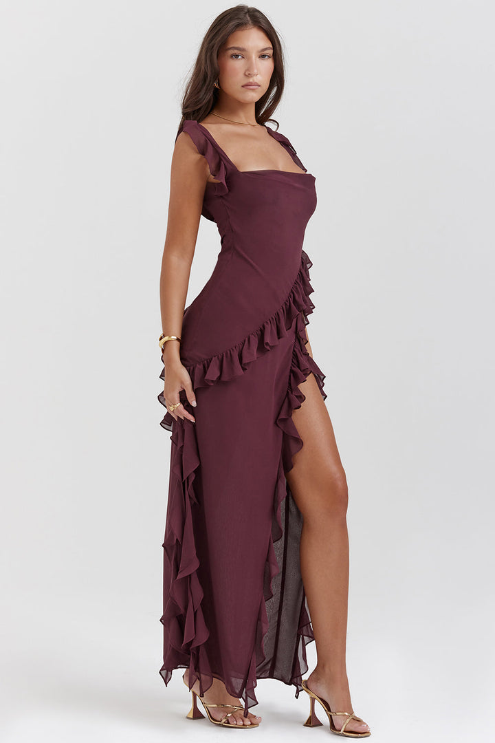Women's Elegant Dress with Airy Frill Design – Figure-Flattering and Festive 1
