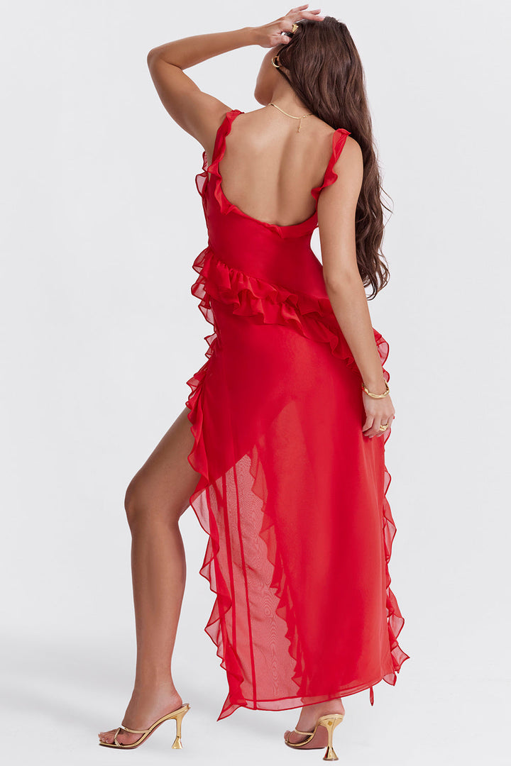 Women's Elegant Dress with Airy Frill Design – Figure-Flattering and Festive 4