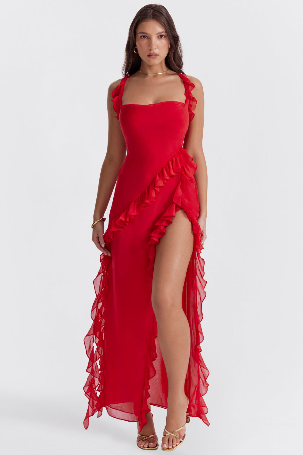 Women's Elegant Dress with Airy Frill Design – Figure-Flattering and Festive 8