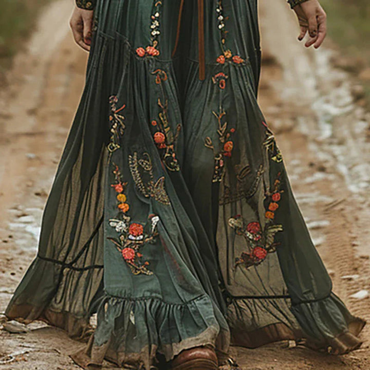 Women's Floral Maxi Dress with Long Sleeves – Elegant Bohemian Style for Summer Occasions 2