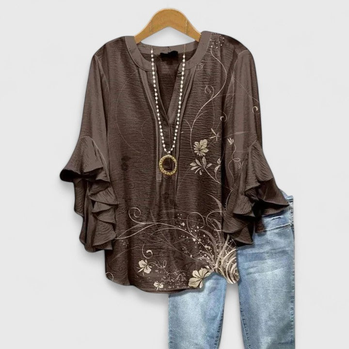 Women's Floral Ruffle Sleeve Top – Casual Summer Blouse with Comfortable Fit and Airy Design 3