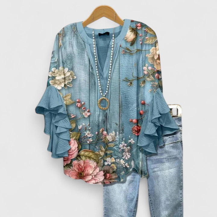 Women's Floral Ruffle Sleeve Top – Casual Summer Blouse with Comfortable Fit and Airy Design 5