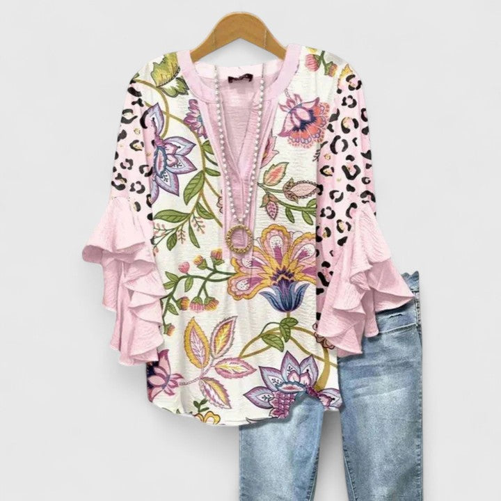 Women's Floral Ruffle Sleeve Top – Casual Summer Blouse with Comfortable Fit and Airy Design 7