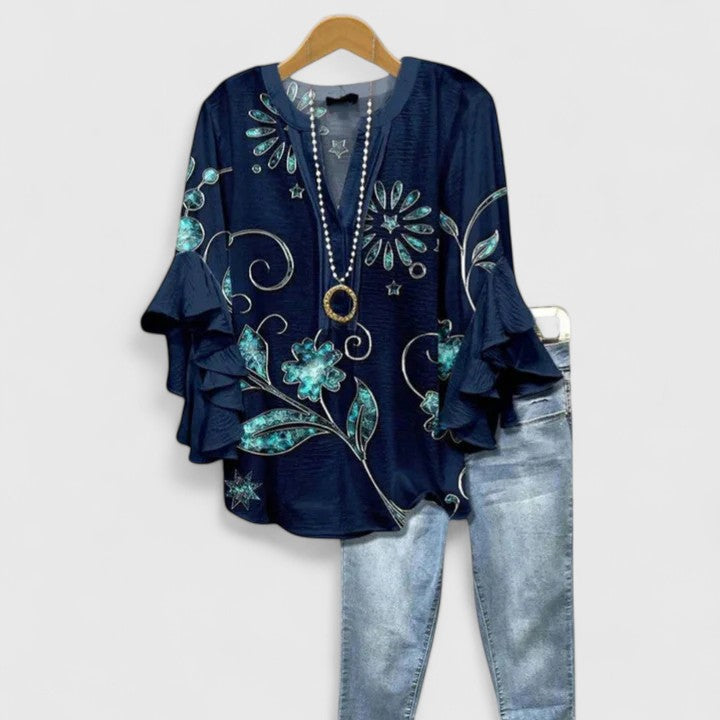 Women's Floral Ruffle Sleeve Top – Casual Summer Blouse with Comfortable Fit and Airy Design 8