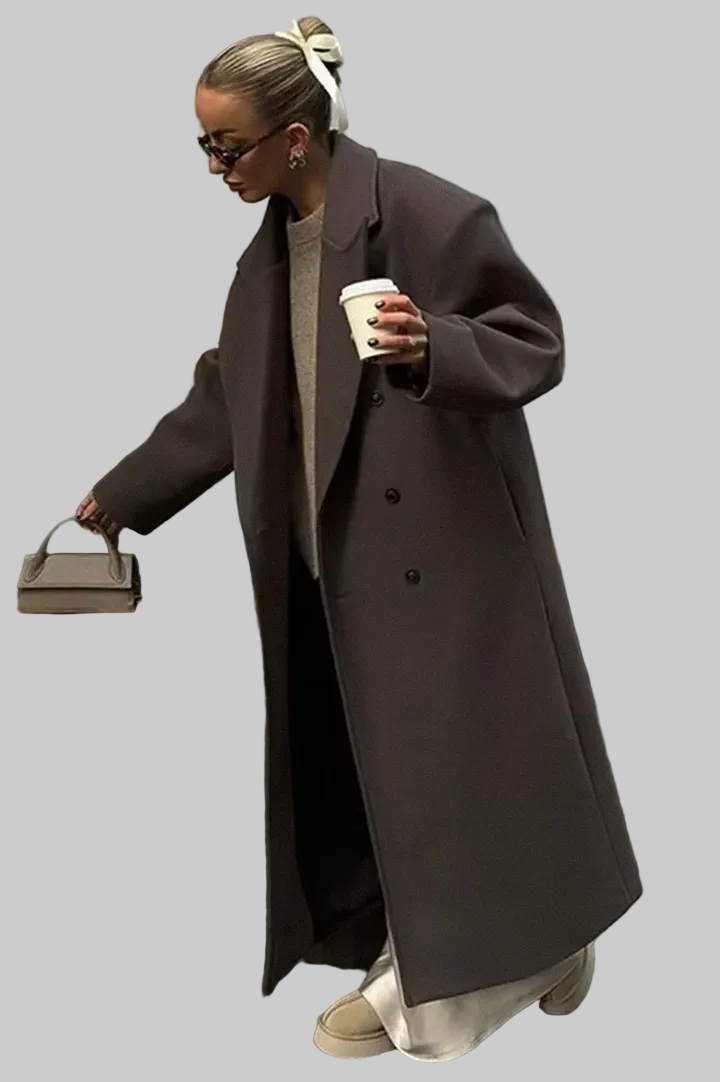 Women’s Full-Length Coat with Structured Collar