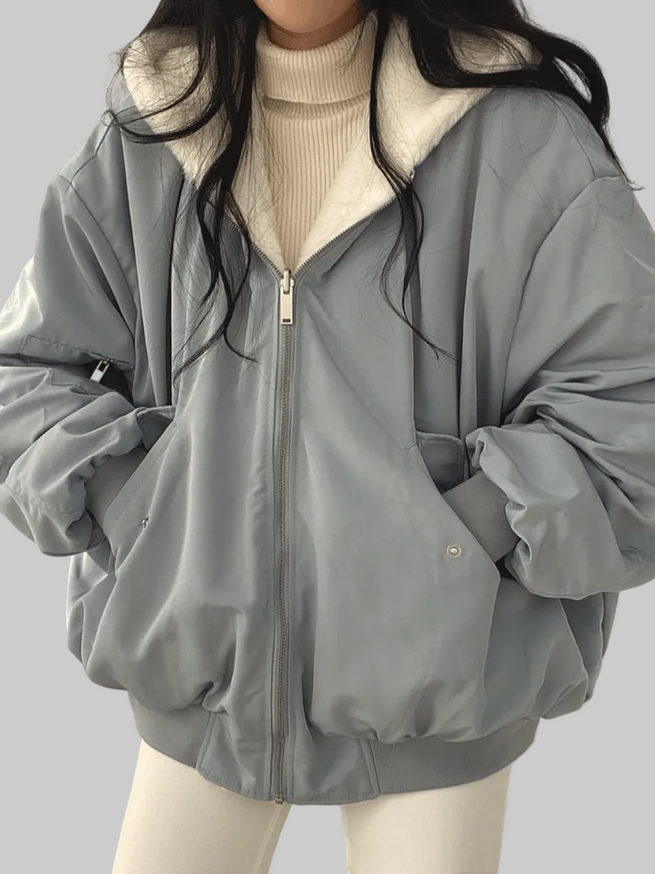 Women’s Hooded Zip Up Bomber Jacket