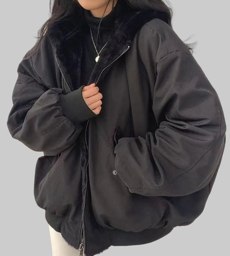 Women’s Hooded Zip Up Bomber Jacket