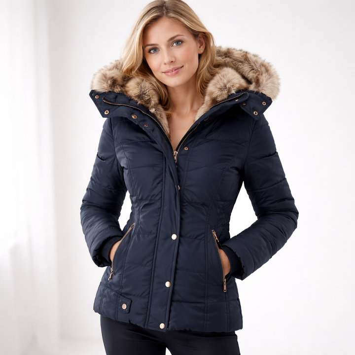 Women’s Jacket with Hoodie and Snap Front Panel