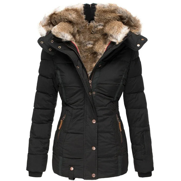 Women’s Jacket with Hoodie and Snap Front Panel