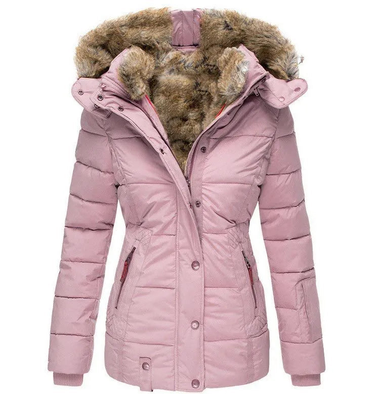 Women’s Jacket with Hoodie and Snap Front Panel