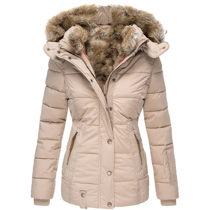 Women’s Jacket with Hoodie and Snap Front Panel