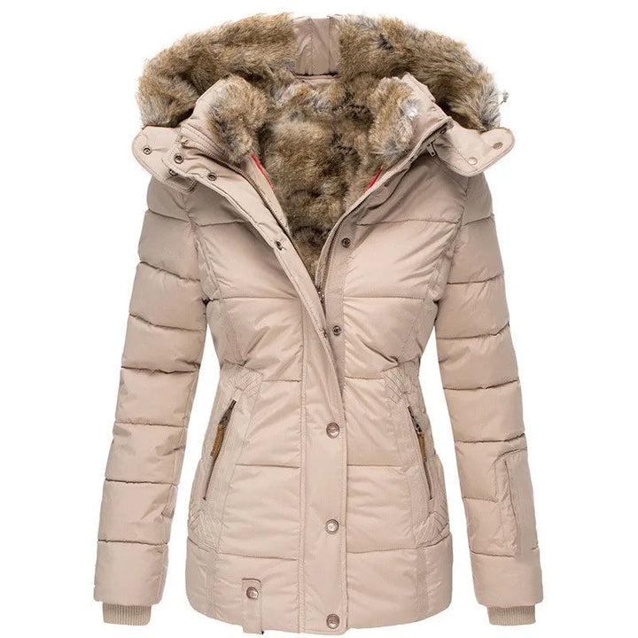 Women’s Jacket with Hoodie and Snap Front Panel