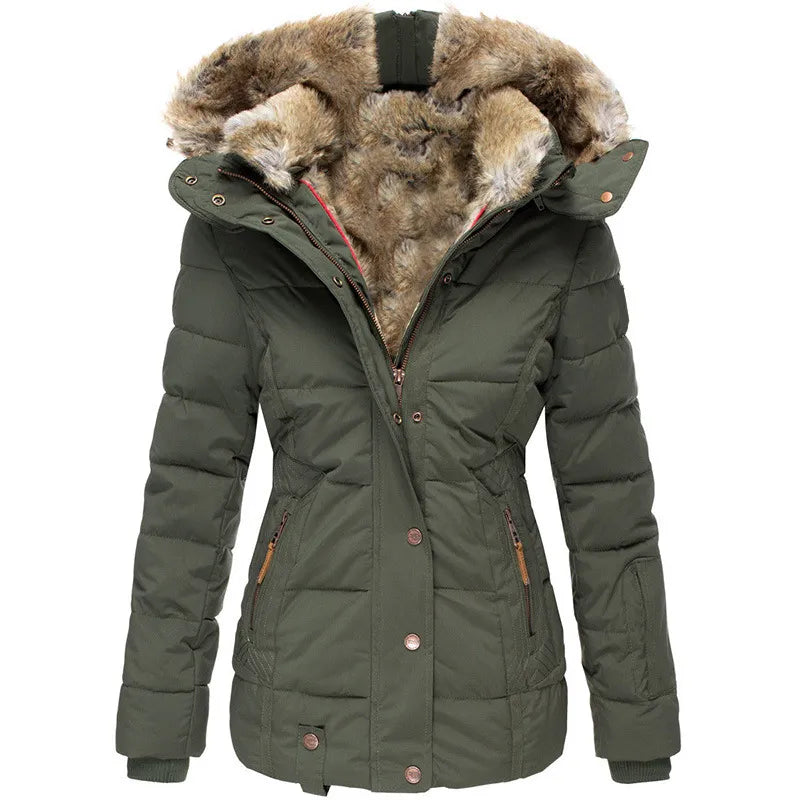Women’s Jacket with Hoodie and Snap Front Panel