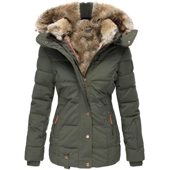 Women’s Jacket with Hoodie and Snap Front Panel