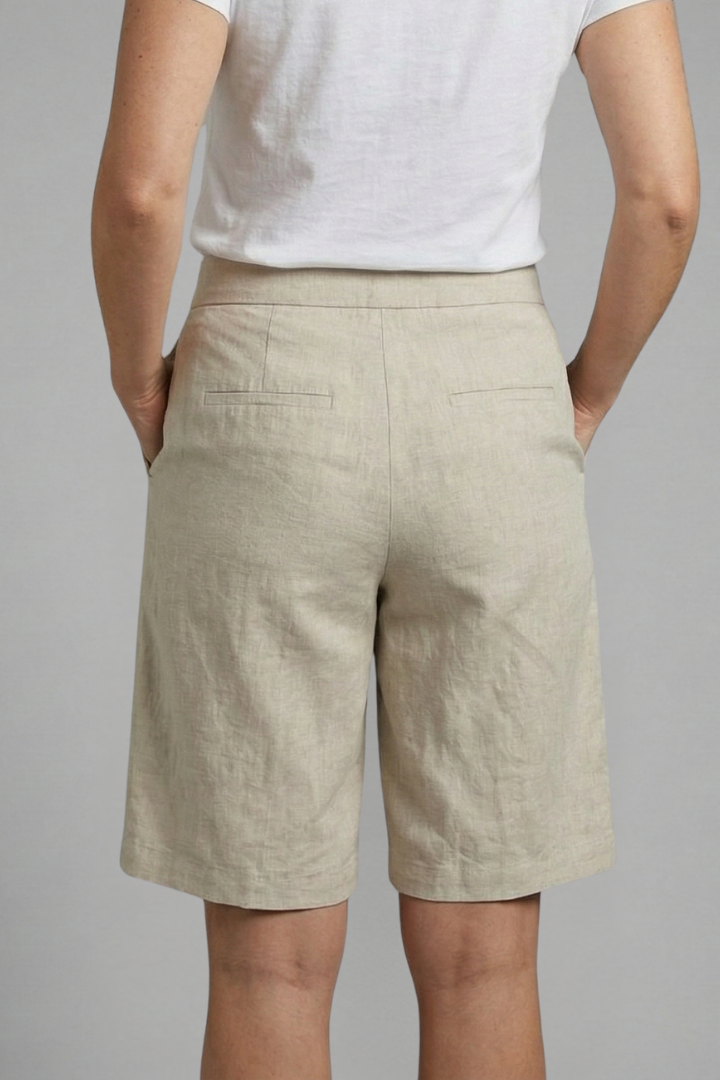 Women's Knee-Length Casual Shorts with Adjustable Elastic Waistband and Pockets - Textured Fabric 4