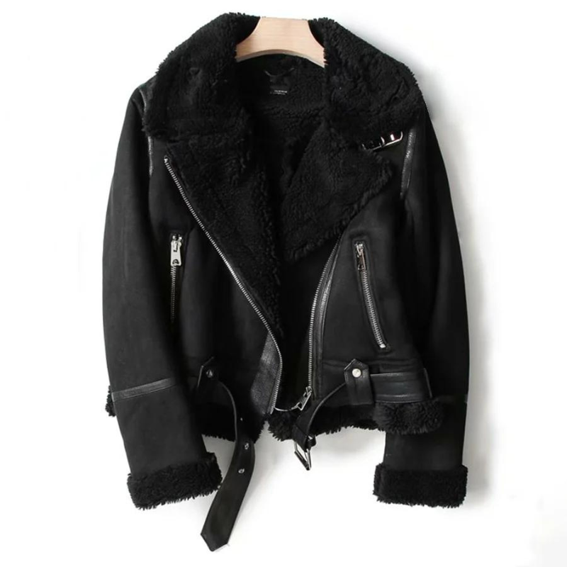 Women's Leather Jacket with Sherpa Lining for Winter Warmth – Classic Style and Durable Comfort 3