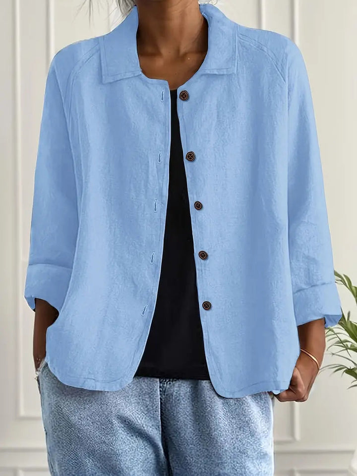 Women's Lightweight Jacket with Button Front – Casual Minimalist Design – Comfortable Loose Fit 0