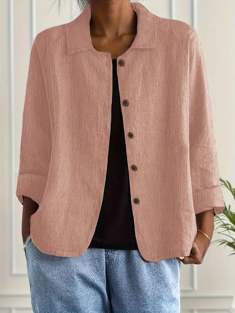 Women's Lightweight Jacket with Button Front – Casual Minimalist Design – Comfortable Loose Fit 1